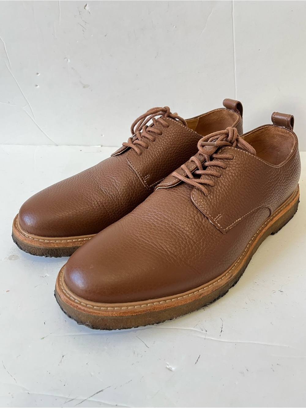 Coach G3011 men's pebbled  brown leather derby shoes size 9D